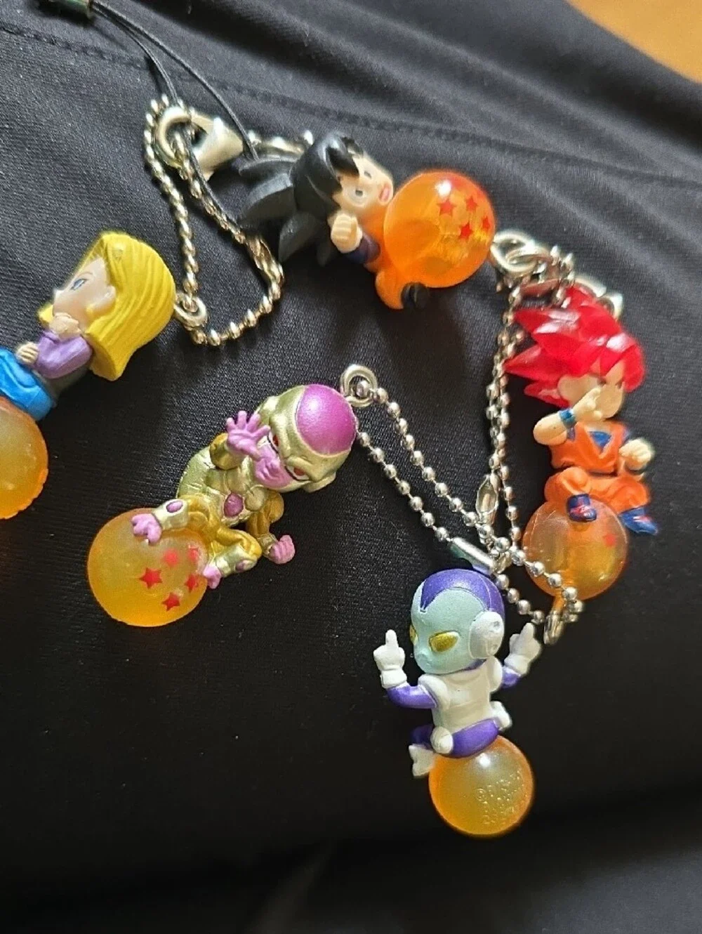 Kids Orange Dragon Ball Character Keychain Set